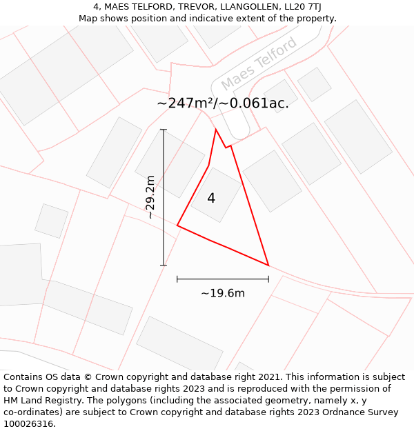 4, MAES TELFORD, TREVOR, LLANGOLLEN, LL20 7TJ: Plot and title map