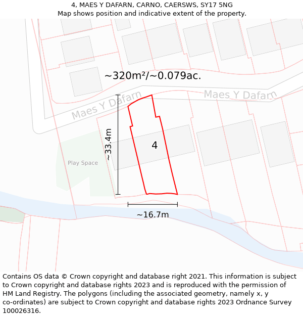 4, MAES Y DAFARN, CARNO, CAERSWS, SY17 5NG: Plot and title map