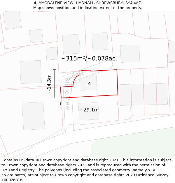 4, MAGDALENE VIEW, HADNALL, SHREWSBURY, SY4 4AZ: Plot and title map