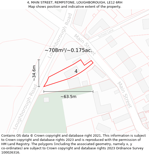 4, MAIN STREET, REMPSTONE, LOUGHBOROUGH, LE12 6RH: Plot and title map