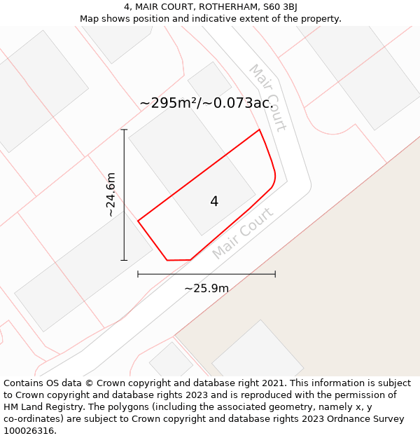 4, MAIR COURT, ROTHERHAM, S60 3BJ: Plot and title map