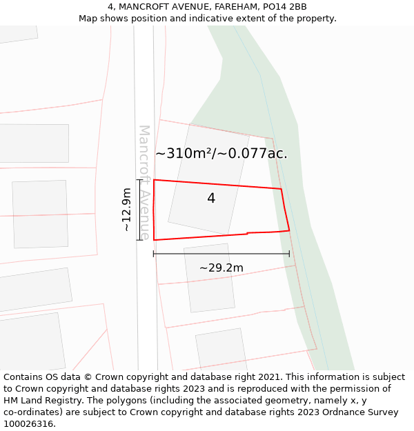 4, MANCROFT AVENUE, FAREHAM, PO14 2BB: Plot and title map