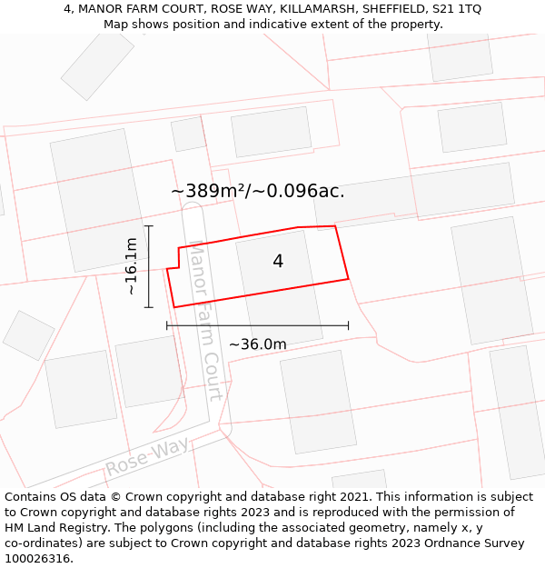 4, MANOR FARM COURT, ROSE WAY, KILLAMARSH, SHEFFIELD, S21 1TQ: Plot and title map
