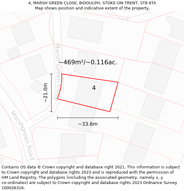 4, MARSH GREEN CLOSE, BIDDULPH, STOKE-ON-TRENT, ST8 6TA: Plot and title map