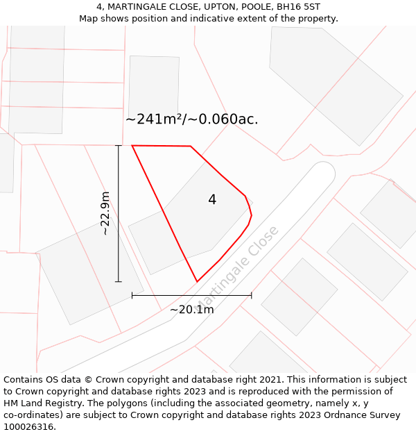 4, MARTINGALE CLOSE, UPTON, POOLE, BH16 5ST: Plot and title map