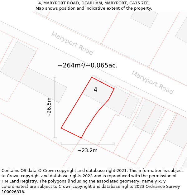 4, MARYPORT ROAD, DEARHAM, MARYPORT, CA15 7EE: Plot and title map