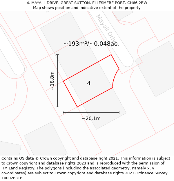 4, MAYALL DRIVE, GREAT SUTTON, ELLESMERE PORT, CH66 2RW: Plot and title map