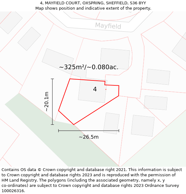 4, MAYFIELD COURT, OXSPRING, SHEFFIELD, S36 8YY: Plot and title map