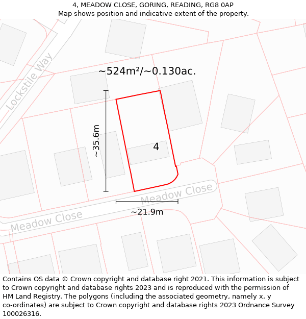 4, MEADOW CLOSE, GORING, READING, RG8 0AP: Plot and title map