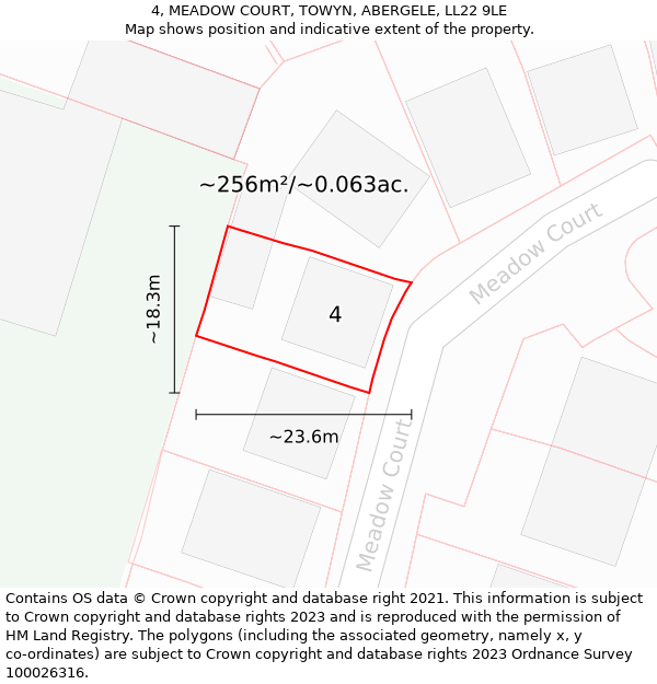 4, MEADOW COURT, TOWYN, ABERGELE, LL22 9LE: Plot and title map