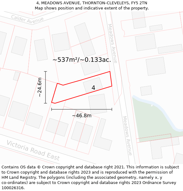 4, MEADOWS AVENUE, THORNTON-CLEVELEYS, FY5 2TN: Plot and title map