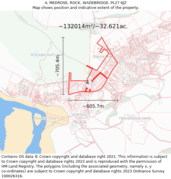 4, MEDROSE, ROCK, WADEBRIDGE, PL27 6JZ: Plot and title map