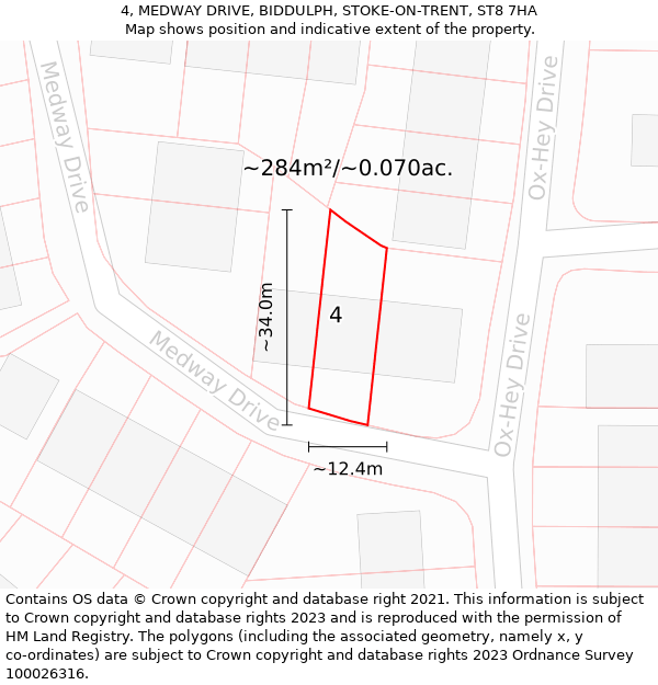 4, MEDWAY DRIVE, BIDDULPH, STOKE-ON-TRENT, ST8 7HA: Plot and title map