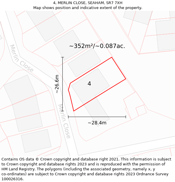 4, MERLIN CLOSE, SEAHAM, SR7 7XH: Plot and title map