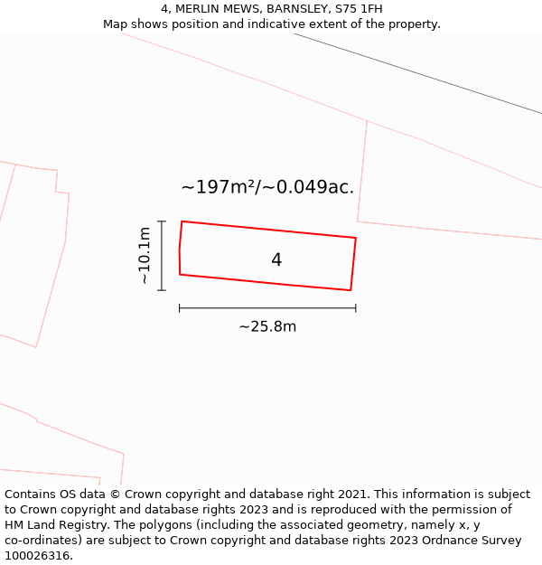 4, MERLIN MEWS, BARNSLEY, S75 1FH: Plot and title map