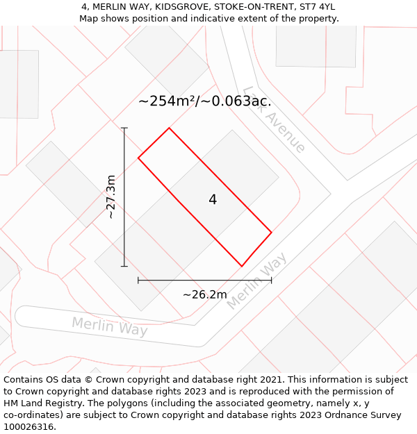 4, MERLIN WAY, KIDSGROVE, STOKE-ON-TRENT, ST7 4YL: Plot and title map