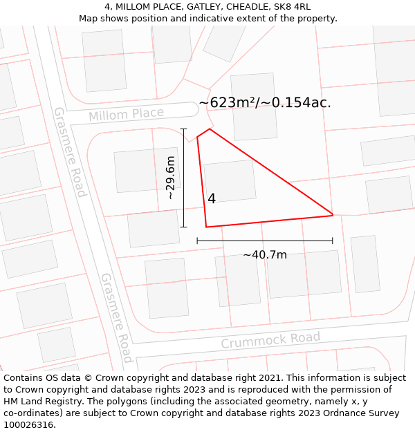 4, MILLOM PLACE, GATLEY, CHEADLE, SK8 4RL: Plot and title map