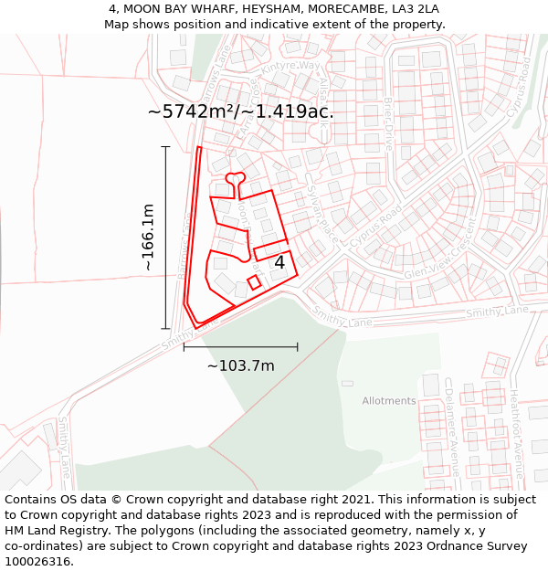 4, MOON BAY WHARF, HEYSHAM, MORECAMBE, LA3 2LA: Plot and title map