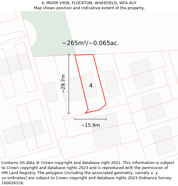 4, MOOR VIEW, FLOCKTON, WAKEFIELD, WF4 4UY: Plot and title map
