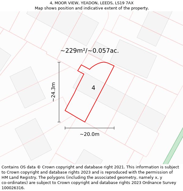 4, MOOR VIEW, YEADON, LEEDS, LS19 7AX: Plot and title map