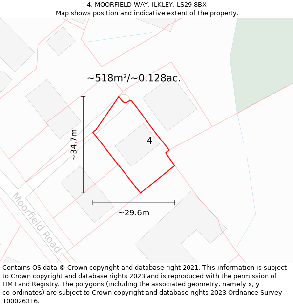 4, MOORFIELD WAY, ILKLEY, LS29 8BX: Plot and title map