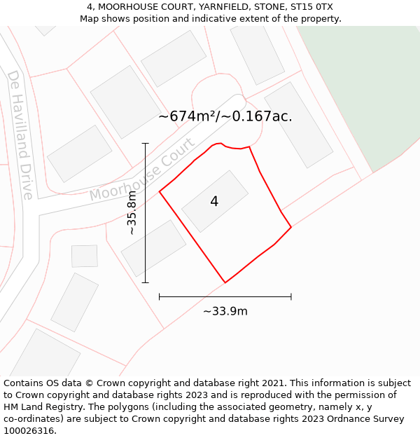 4, MOORHOUSE COURT, YARNFIELD, STONE, ST15 0TX: Plot and title map