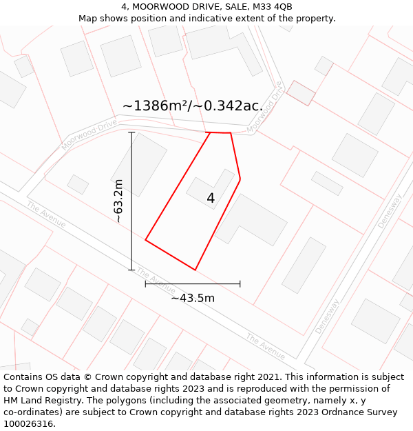 4, MOORWOOD DRIVE, SALE, M33 4QB: Plot and title map