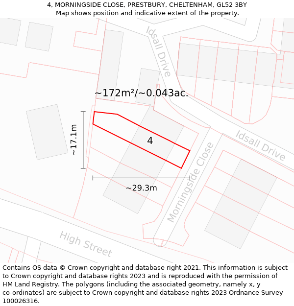 4, MORNINGSIDE CLOSE, PRESTBURY, CHELTENHAM, GL52 3BY: Plot and title map