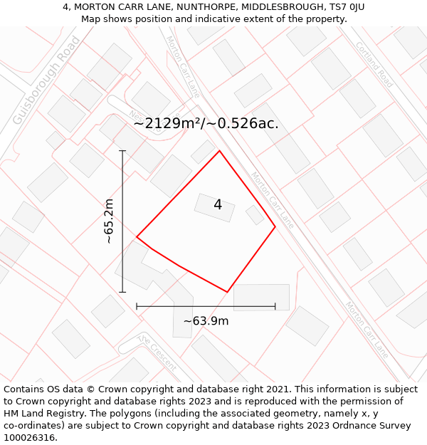 4, MORTON CARR LANE, NUNTHORPE, MIDDLESBROUGH, TS7 0JU: Plot and title map