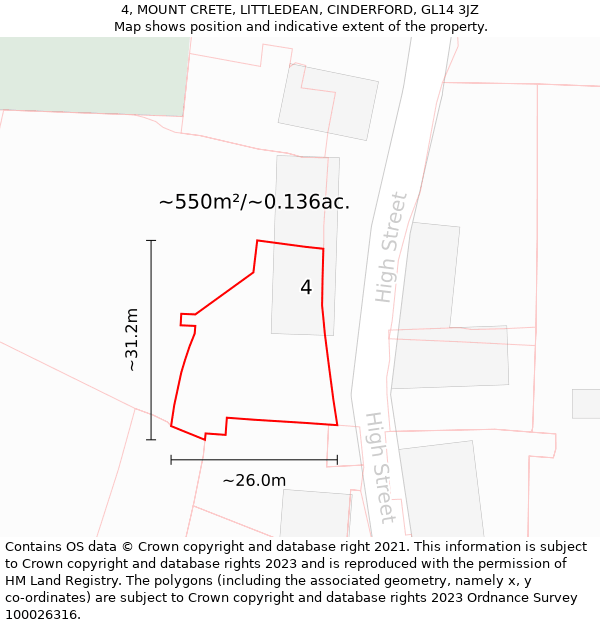 4, MOUNT CRETE, LITTLEDEAN, CINDERFORD, GL14 3JZ: Plot and title map