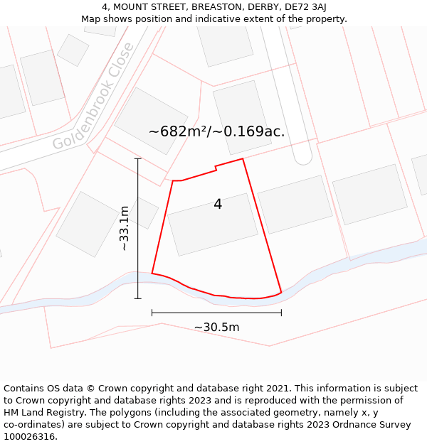 4, MOUNT STREET, BREASTON, DERBY, DE72 3AJ: Plot and title map