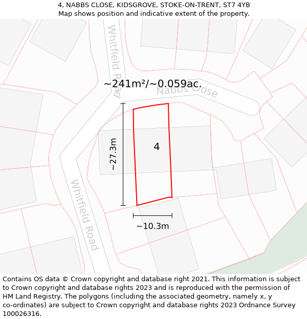 4, NABBS CLOSE, KIDSGROVE, STOKE-ON-TRENT, ST7 4YB: Plot and title map