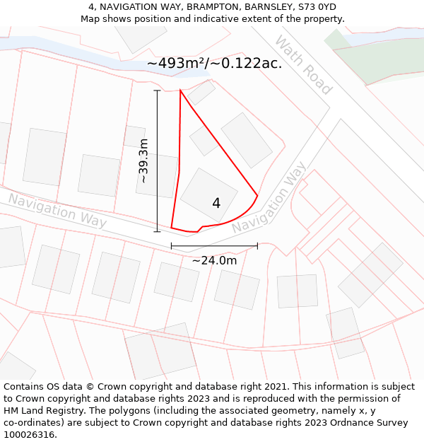 4, NAVIGATION WAY, BRAMPTON, BARNSLEY, S73 0YD: Plot and title map