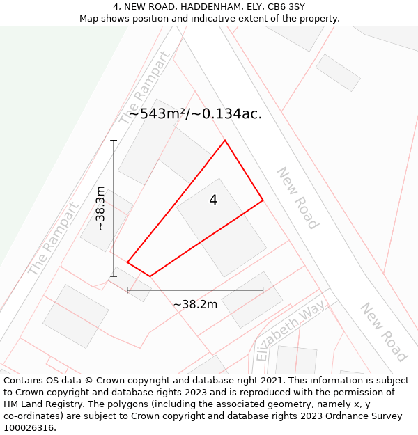 4, NEW ROAD, HADDENHAM, ELY, CB6 3SY: Plot and title map