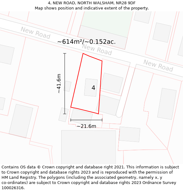 4, NEW ROAD, NORTH WALSHAM, NR28 9DF: Plot and title map