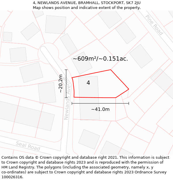 4, NEWLANDS AVENUE, BRAMHALL, STOCKPORT, SK7 2JU: Plot and title map