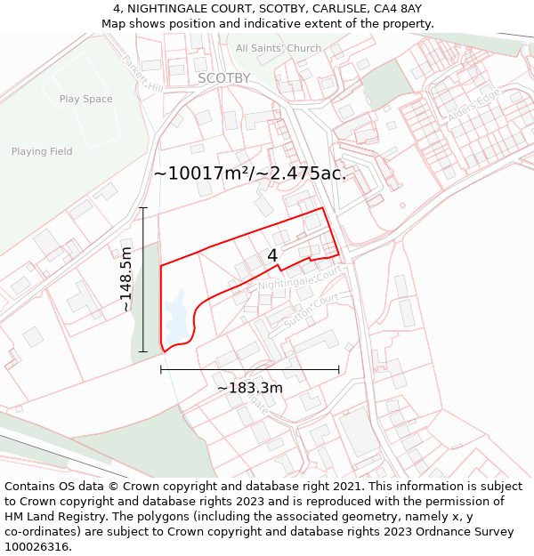 4, NIGHTINGALE COURT, SCOTBY, CARLISLE, CA4 8AY: Plot and title map