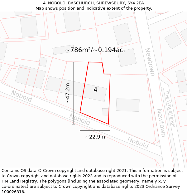 4, NOBOLD, BASCHURCH, SHREWSBURY, SY4 2EA: Plot and title map