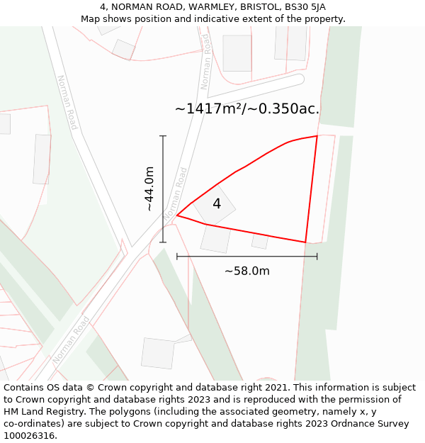 4, NORMAN ROAD, WARMLEY, BRISTOL, BS30 5JA: Plot and title map