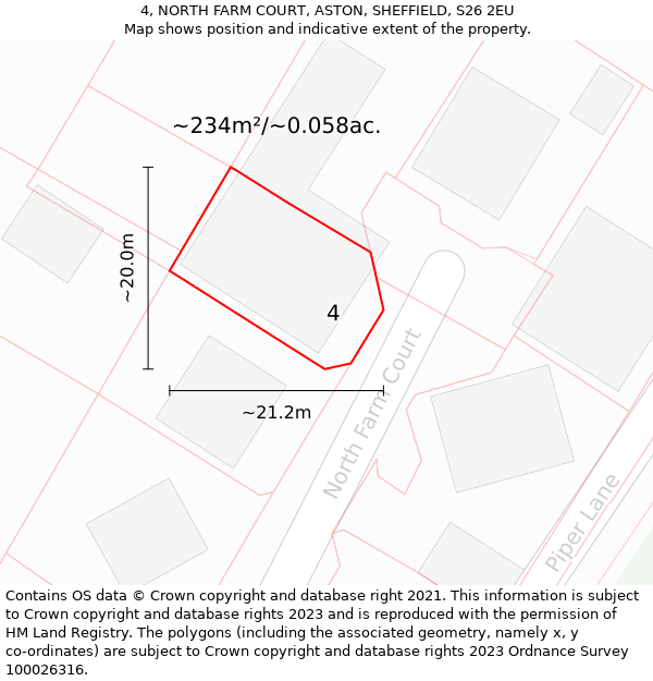 4, NORTH FARM COURT, ASTON, SHEFFIELD, S26 2EU: Plot and title map