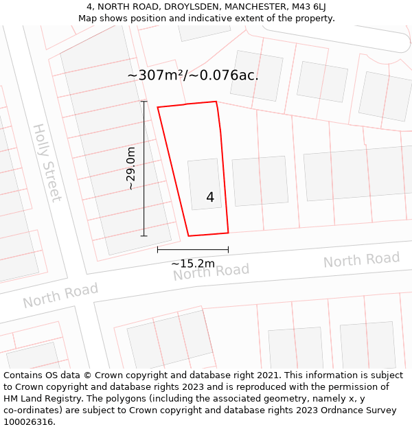 4, NORTH ROAD, DROYLSDEN, MANCHESTER, M43 6LJ: Plot and title map