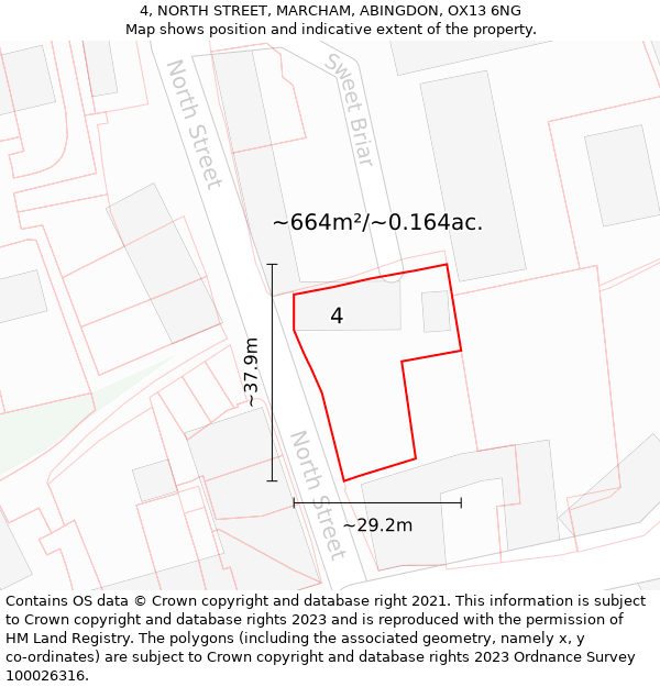 4, NORTH STREET, MARCHAM, ABINGDON, OX13 6NG: Plot and title map