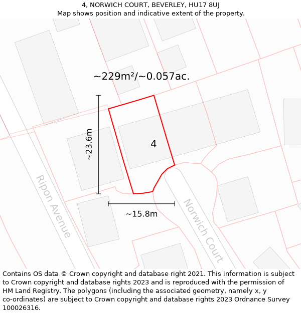 4, NORWICH COURT, BEVERLEY, HU17 8UJ: Plot and title map