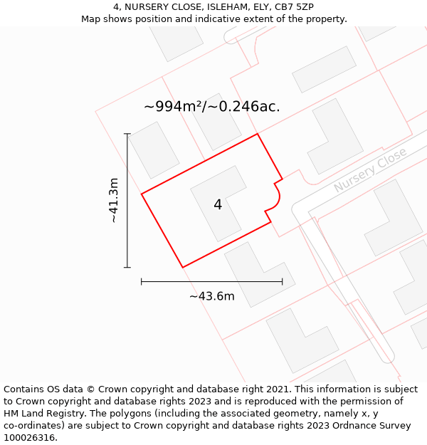 4, NURSERY CLOSE, ISLEHAM, ELY, CB7 5ZP: Plot and title map