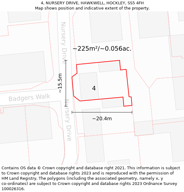 4, NURSERY DRIVE, HAWKWELL, HOCKLEY, SS5 4FH: Plot and title map