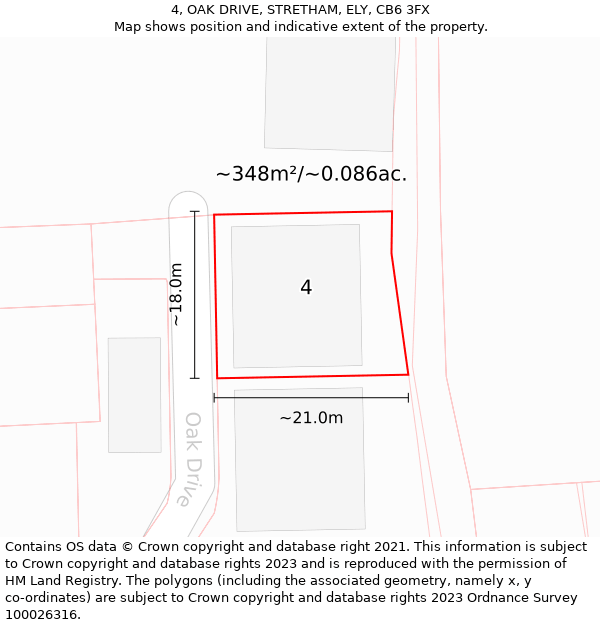 4, OAK DRIVE, STRETHAM, ELY, CB6 3FX: Plot and title map