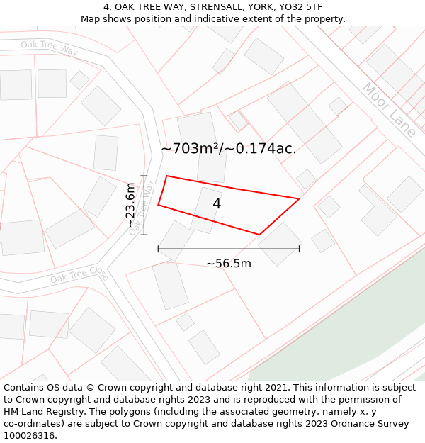 4, OAK TREE WAY, STRENSALL, YORK, YO32 5TF: Plot and title map