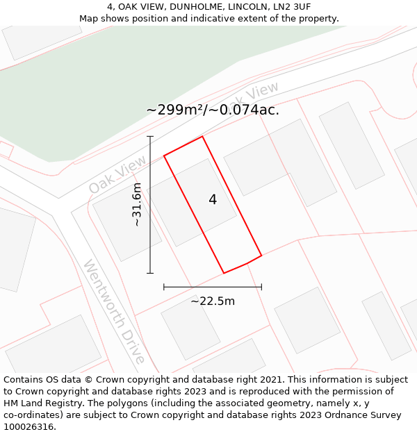 4, OAK VIEW, DUNHOLME, LINCOLN, LN2 3UF: Plot and title map