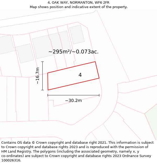 4, OAK WAY, NORMANTON, WF6 2FR: Plot and title map