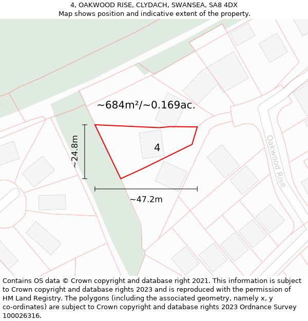 4, OAKWOOD RISE, CLYDACH, SWANSEA, SA8 4DX: Plot and title map